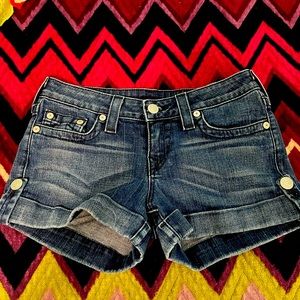 True Religion Denim cuff button shorts